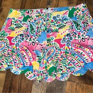 Crown & Ivy Multicolor Scallop Hem Cotton Shorts